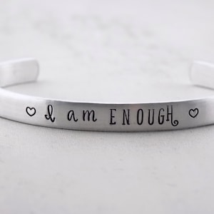 Inspirational Jewelry, Handstamped Bracelet, Custom Personalized Adjustable bracelet, Empowerment Feminist strong independent, gift for her