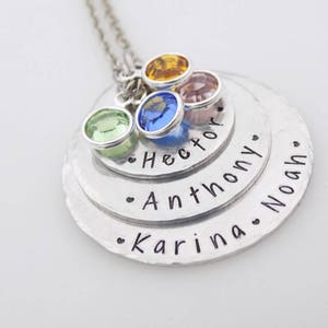 Personalized Hand stamped mothers or grandmother stack with birthstones custom with names gift for mom grandma grandmother nanny image 6