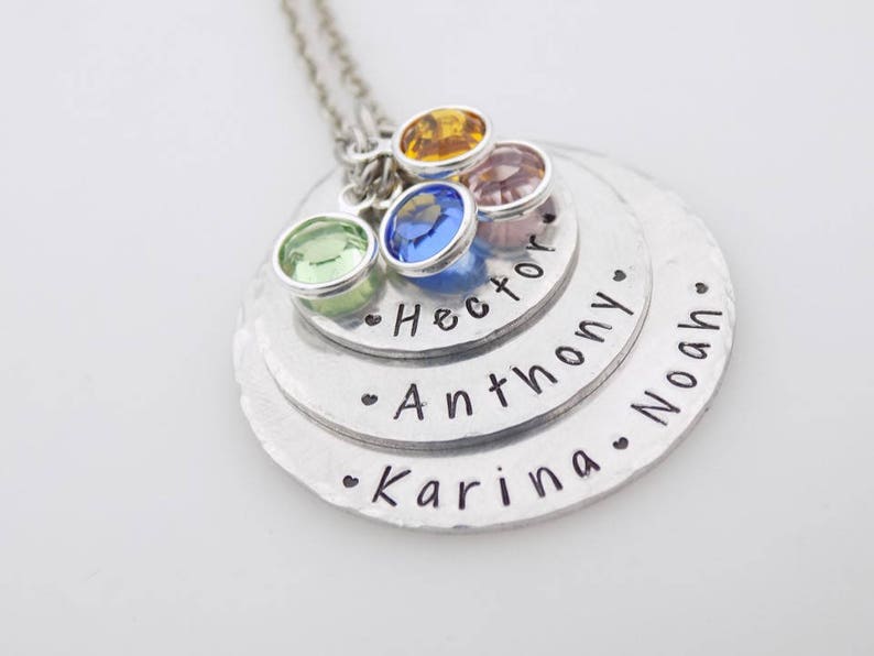 Personalized Hand stamped mothers or grandmother stack with birthstones custom with names gift for mom grandma grandmother nanny image 6