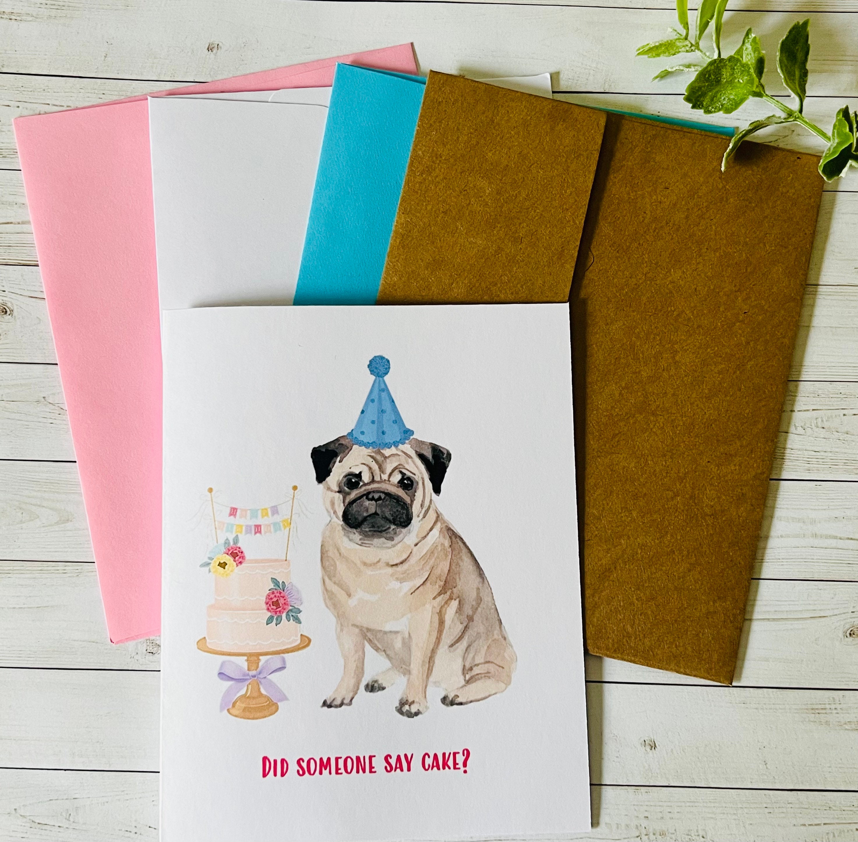 Pug Birthday Card PERSONALIZED Cards Dog Birthday Card Etsy