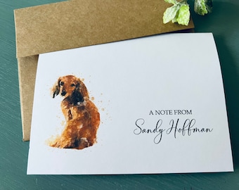 8ct Dachshund Personalized Stationery Set, Folded Note Cards, Blank Cards, Watercolor Stationery, Handmade cards, DesignsbyAliA