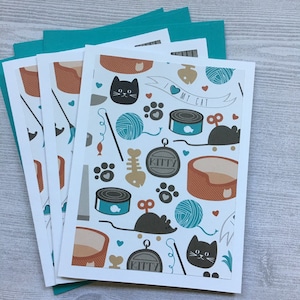 6ct Cat Lover Note Cards, Cat cards, Blank Cards, Dog Cards, Handmade cards, Cat lover Cards, DesignsbyAliA