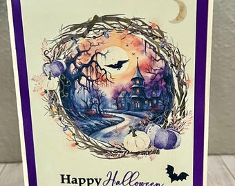 Haunted House Halloween Card, Halloween Card Set, Halloween Notecards, Fun Halloween Cards, Handmade Cards, Watercolor Halloween Card
