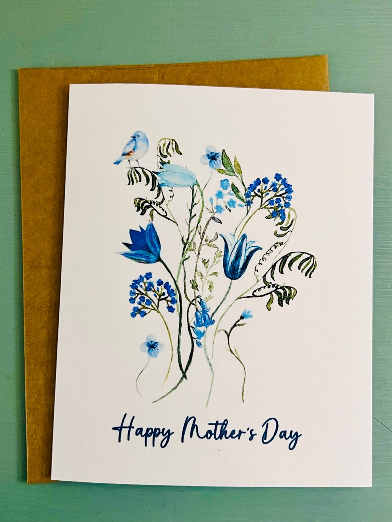 Mothers Day Card Set, Watercolor Flowers With Bird Mother’s Day Cards ...