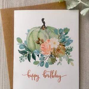 Birthday Pumpkins Card Set, Watercolor Pumpkins Birthday Cards, Watercolor Birthday Cards Assortment, Fall Birthday cards, Handmade image 3