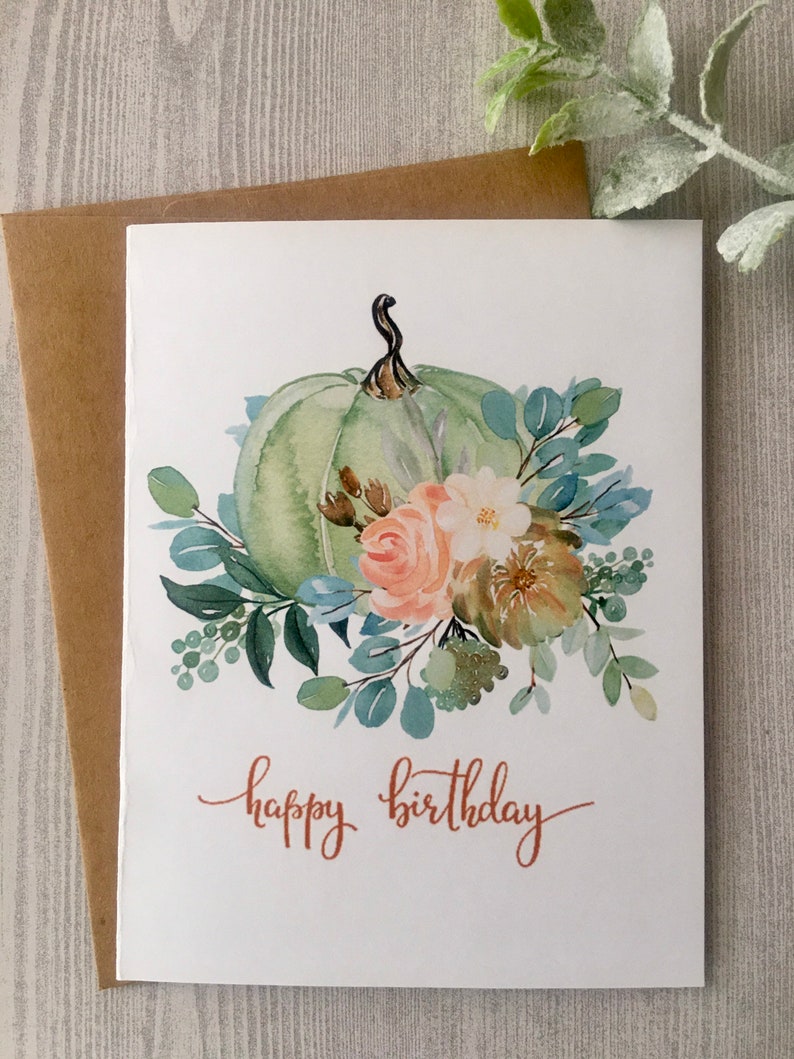 Birthday Pumpkins Card Set, Watercolor Pumpkins Birthday Cards, Watercolor Birthday Cards Assortment, Fall Birthday cards, Handmade image 3