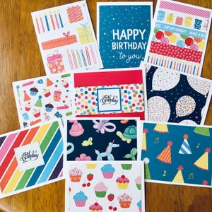 Birthday Cards, Set of 10 Handmade Birthday cards, Assorted Card Set, Variety Set, DesignsbyAliA