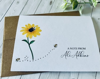 Juego de papelería con abejas, papelería personalizada con abejas, tarjetas plegables, tarjetas en blanco, papelería de acuarela, tarjetas hechas a mano, DesignsbyAliA