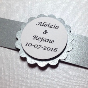 SET of 12 Silver Napkin Rings, PRINTING INCLUDED, Silver Napkin Wrap, Wedding napkin ring, Personalized Napkin Ring, Anniversary Napkin Ring