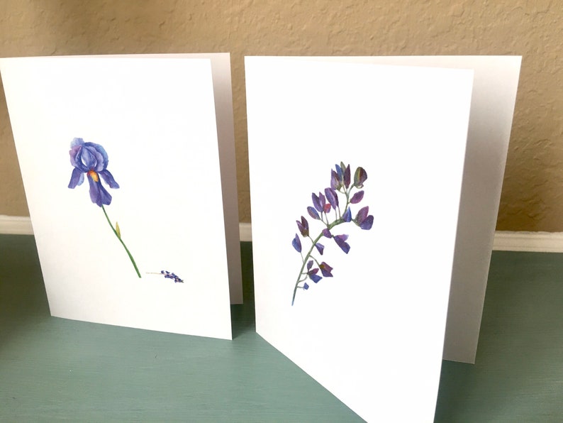 8ct Iris Card Set, Watercolor Iris Note Cards, Blank Cards, Purple Iris Cards, Watercolor Cards, Handmade cards, DesignsbyAliA image 6