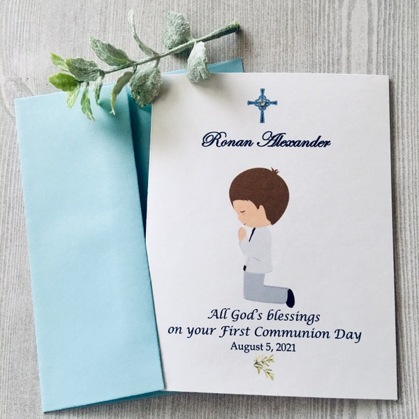 Personalized First Communion Card, Baptism Card for Boy, Communion Card for Boy, Handmade Card by DesignsbyAliA