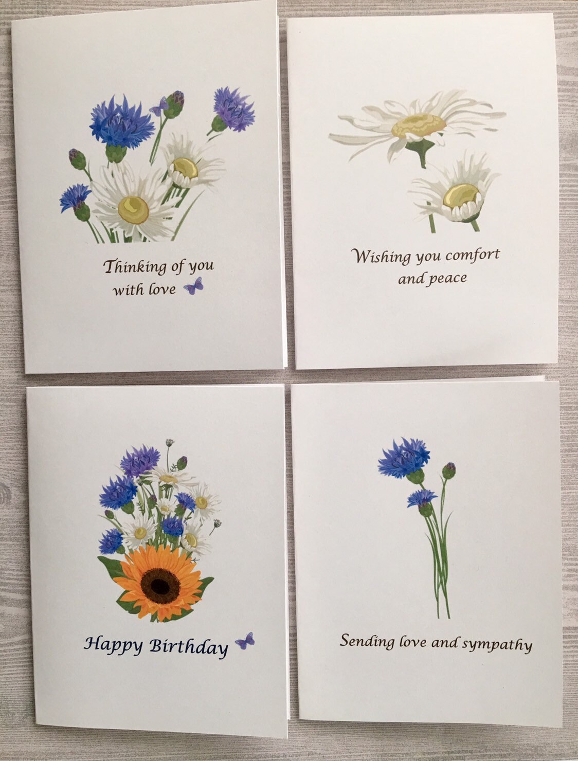 8ct Watercolor Floral Card Assortment Folded Card Set Blank | Etsy