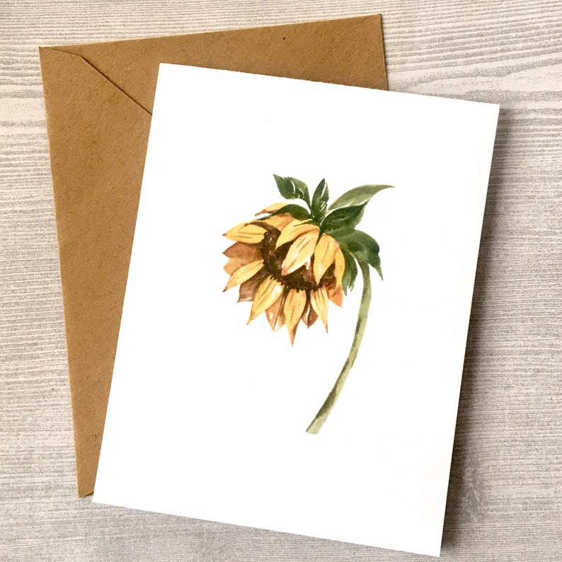8ct Sunflower Card Set 1, Watercolor Sunflower Cards, Blank Cards ...