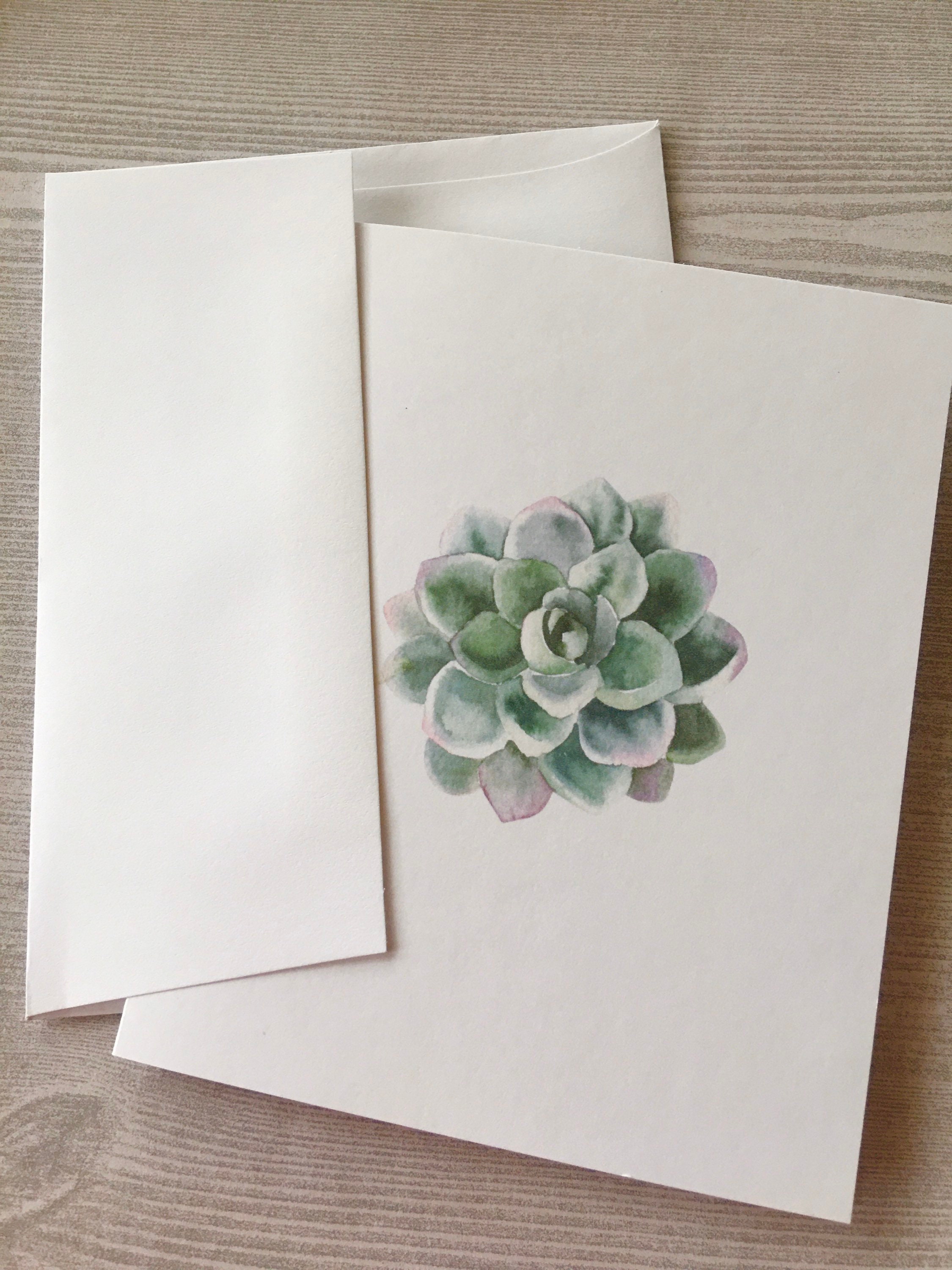 Succulent Card Set 2, Folded Note Cards, Blank Cards, Succulent Cards ...