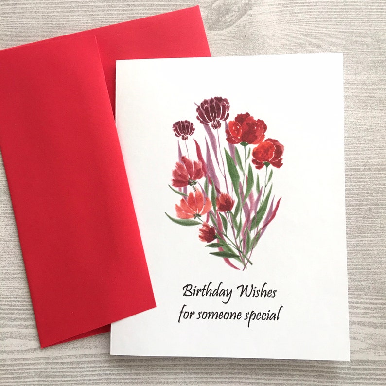 5ct Watercolor Birthday Card Set, Assorted Cards, Wildflower Birthday Cards, Watercolor Birthday Cards Assortment, Handmade cards image 5