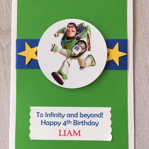 Buzz Lightyear Inspired Birthday Card, Free Personalize, Personalized Toy story birthday Card, Custom Card, Handmade by Designs by AliA