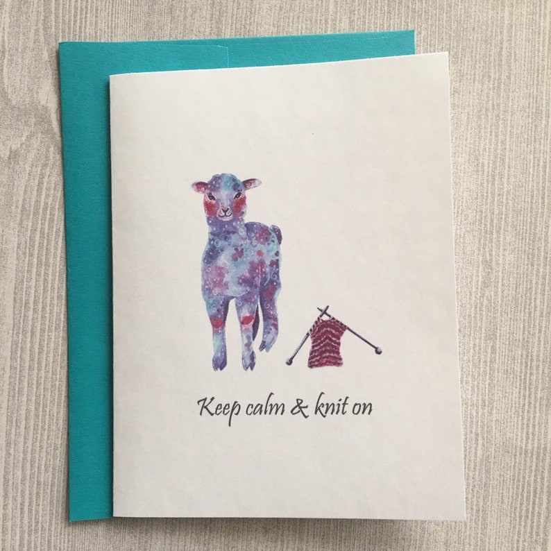 8ct Knitting Card Set, Handmade Cards, Folded Note Cards, Blank Cards ...