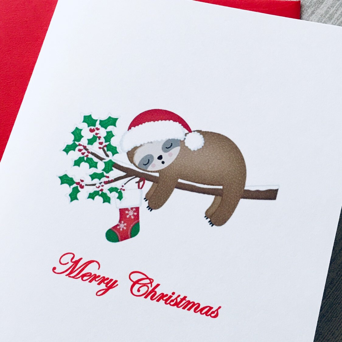 Sloth Christmas Card 