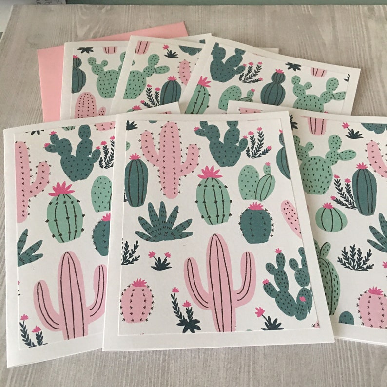 6ct Cactus Card Set Folded Note Cards Blank Cards Cactus - Etsy