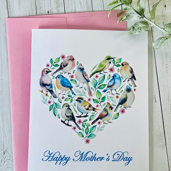 Birds Mothers Day Card, Watercolor Birds Mothers Day Cards, Mothers Day Card with Bird, Mothers Day Card set, Handmade cards