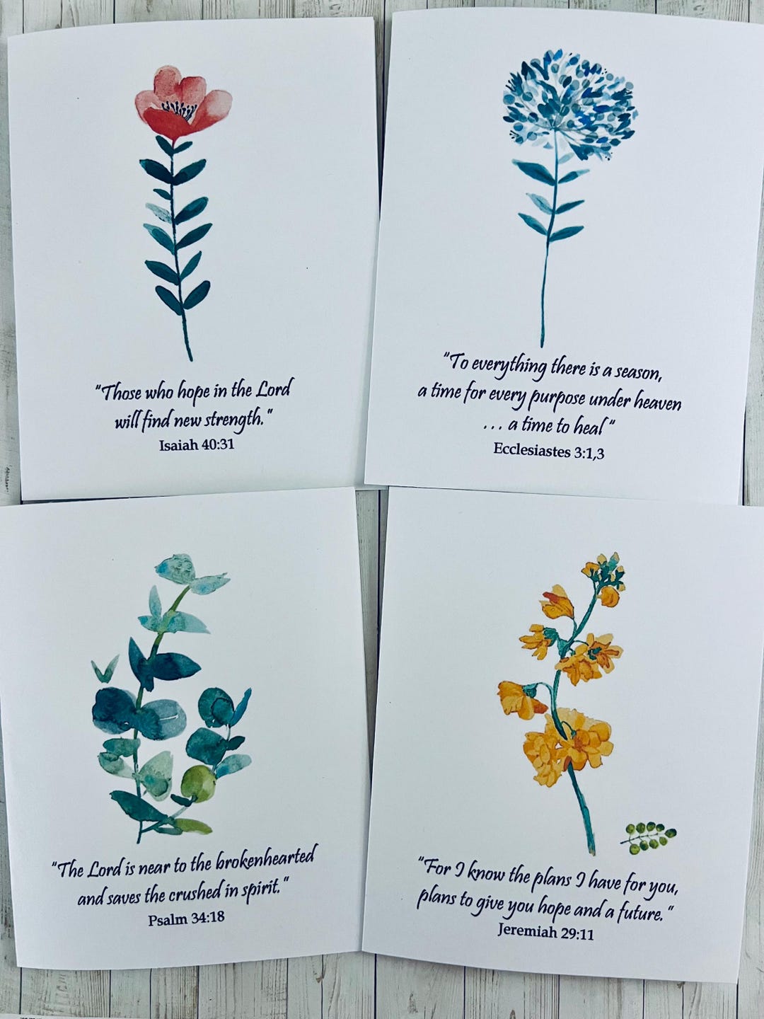 Scripture Card Set, SET 2, Watercolor Floral Cards, Encouragement Cards ...