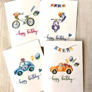 8ct Drive by Birthday Card Set, Birthday Card Assortment, Watercolor Card, Social distance Birthday Cards, Handmade cards