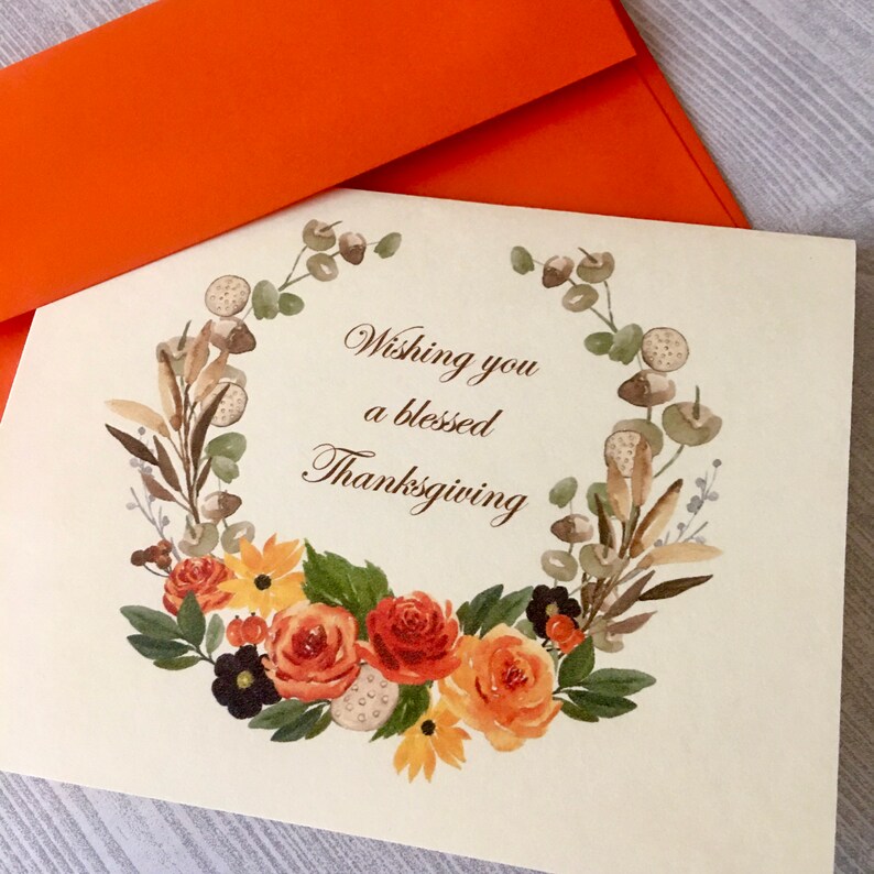 Watercolor Thanksgiving Card, Thanksgiving Card Set, Fall Wreath Cards ...