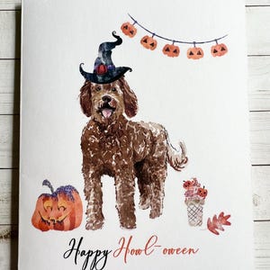 Halloween Dog Card, Labradoodle Card, Halloween Cards with Dogs, Halloween Notecards, Fun Halloween Cards, Handmade Cards, Blank Cards