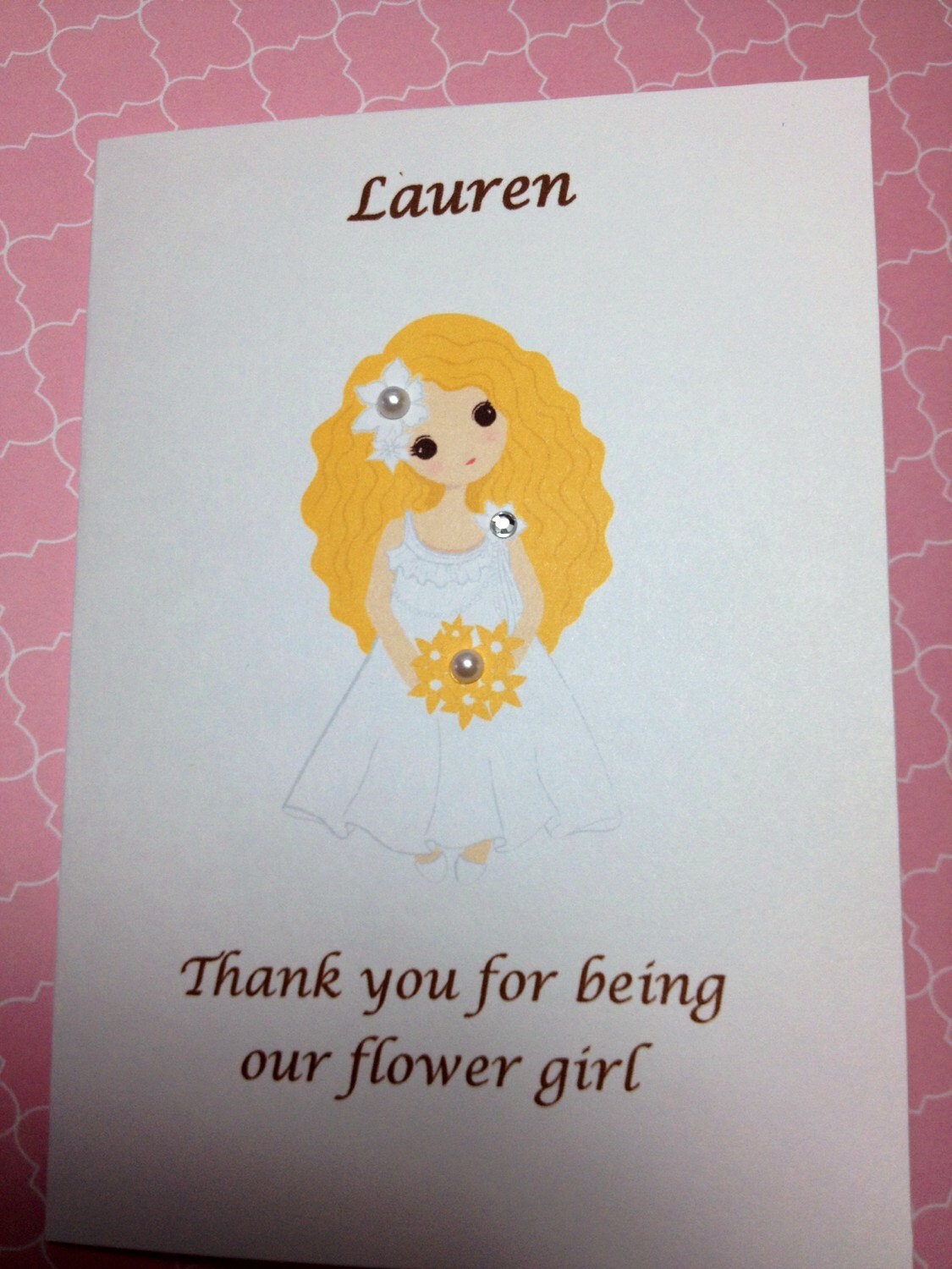 Personalized Flower Girl Card PRINTED 3 Girl Designs Flower Etsy