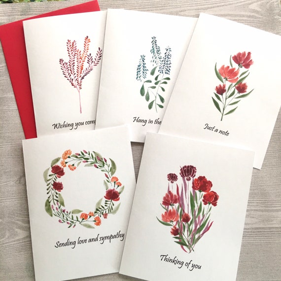 10ct Watercolor Encouragement Cards, Wildflowers Card Assortment, Thinking  of You Card Assortment, Sympathy Cards, Handmade Cards 
