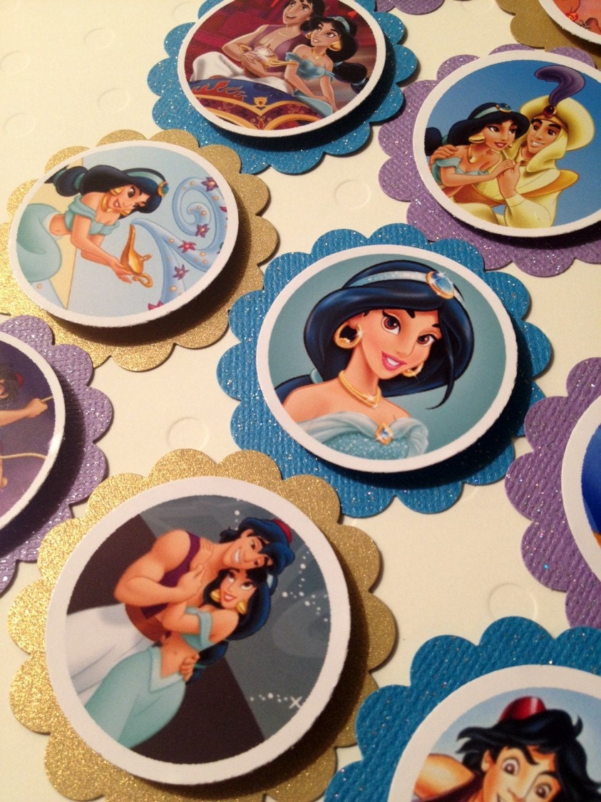 SET of 12 Aladdin Cupcake Toppers Favor Tags FREE Etsy