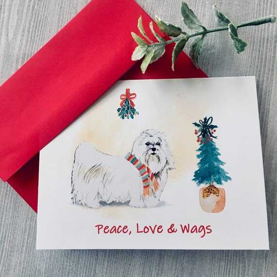 Maltese Christmas Card Personalized Christmas Cards Dog Etsy UK