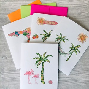 Florida Note Card Set, Watercolor Cards, Summer Card Set, Tropical Card Set, Blank Cards with envelopes, Handmade Cards