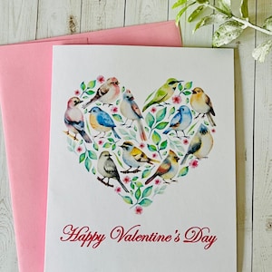 Birds Valentine Card, Watercolor Birds Valentine Cards, Valentine Card with Bird, Valentine Card set, Handmade cards by DesignsbyAliA