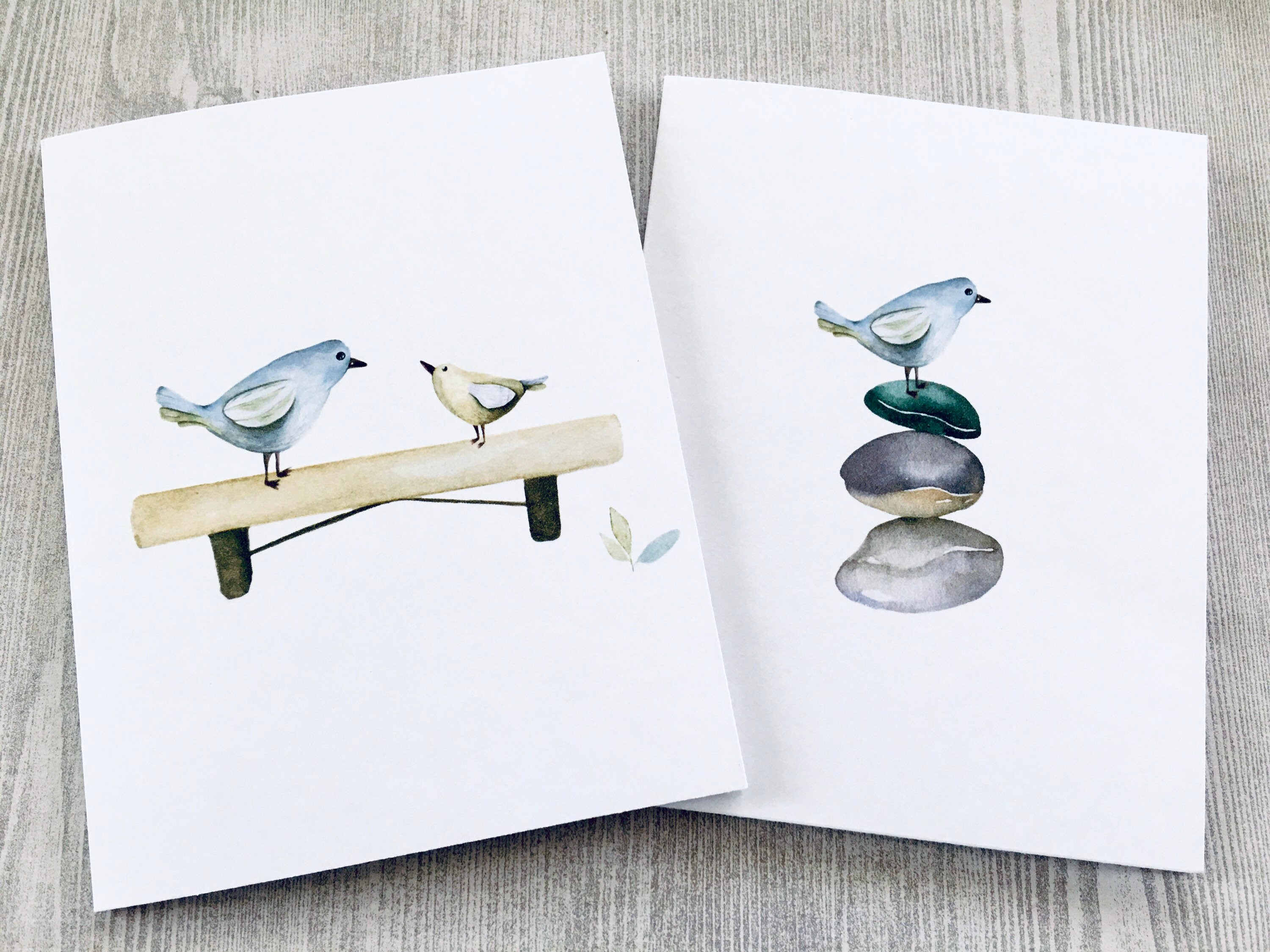 8ct Watercolor Birds Card Assortment, Watercolor Note Cards, Folded ...