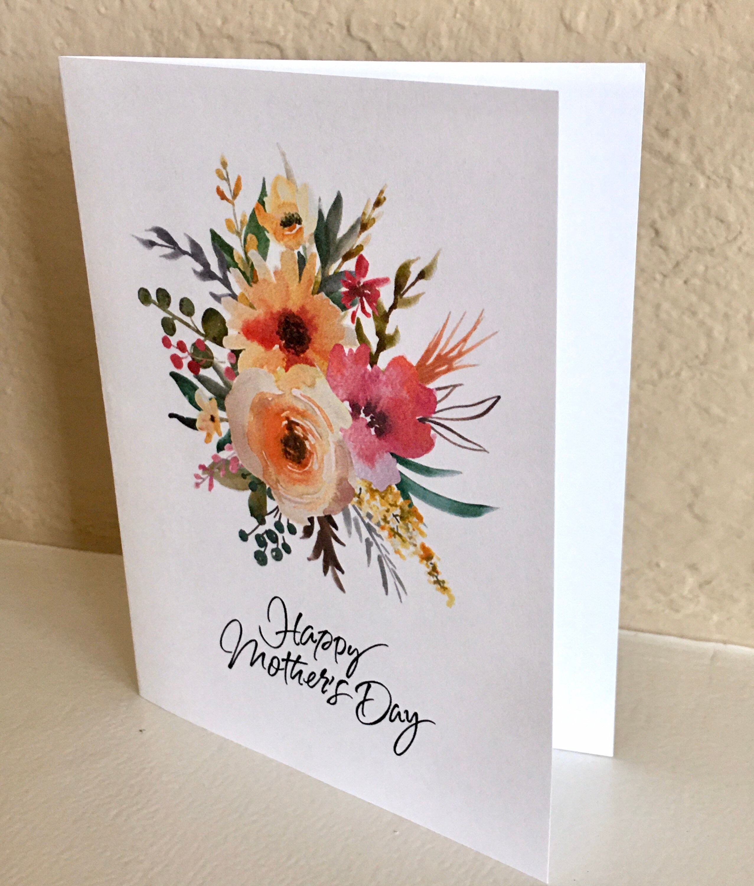 Mothers Day Card, Watercolor Flowers Mother’s Day Cards, Watercolor ...
