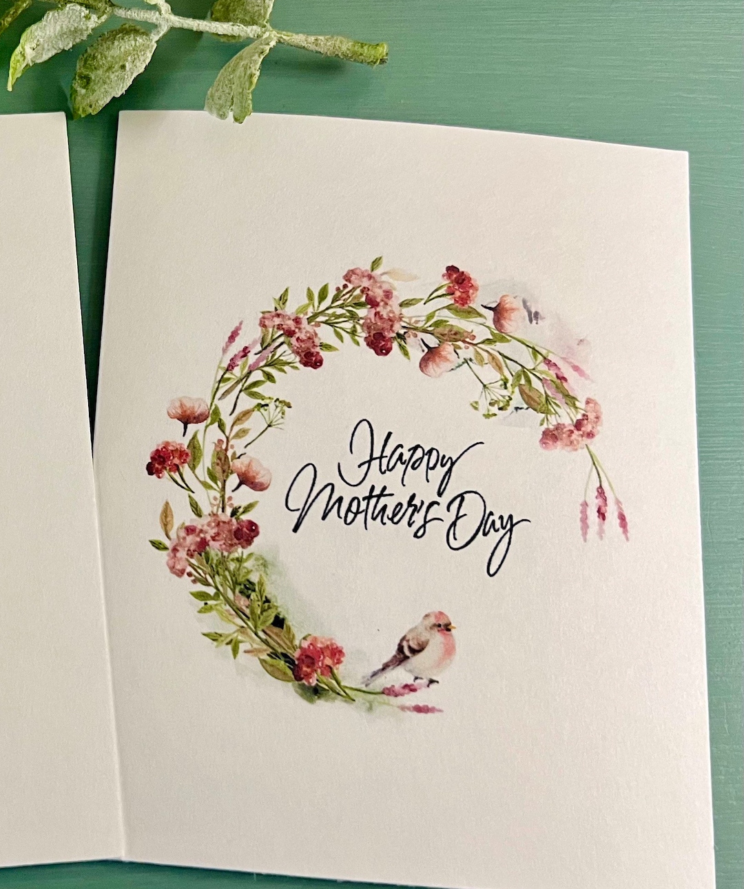 Watercolor Mother’s Day Cards, Floral Wreath With Bird Mother’s Day ...