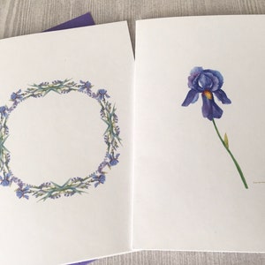 8ct Iris Card Set, Watercolor Iris Note Cards, Blank Cards, Purple Iris Cards, Watercolor Cards, Handmade cards, DesignsbyAliA image 5