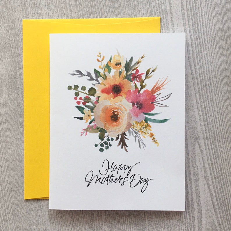 Mothers Day Card Set, Assorted Cards, Watercolor Flowers Mother’s Day ...