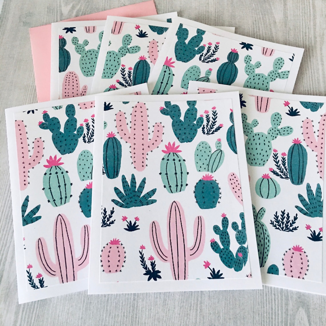 6ct Cactus Card Set Folded Note Cards Blank Cards Cactus - Etsy