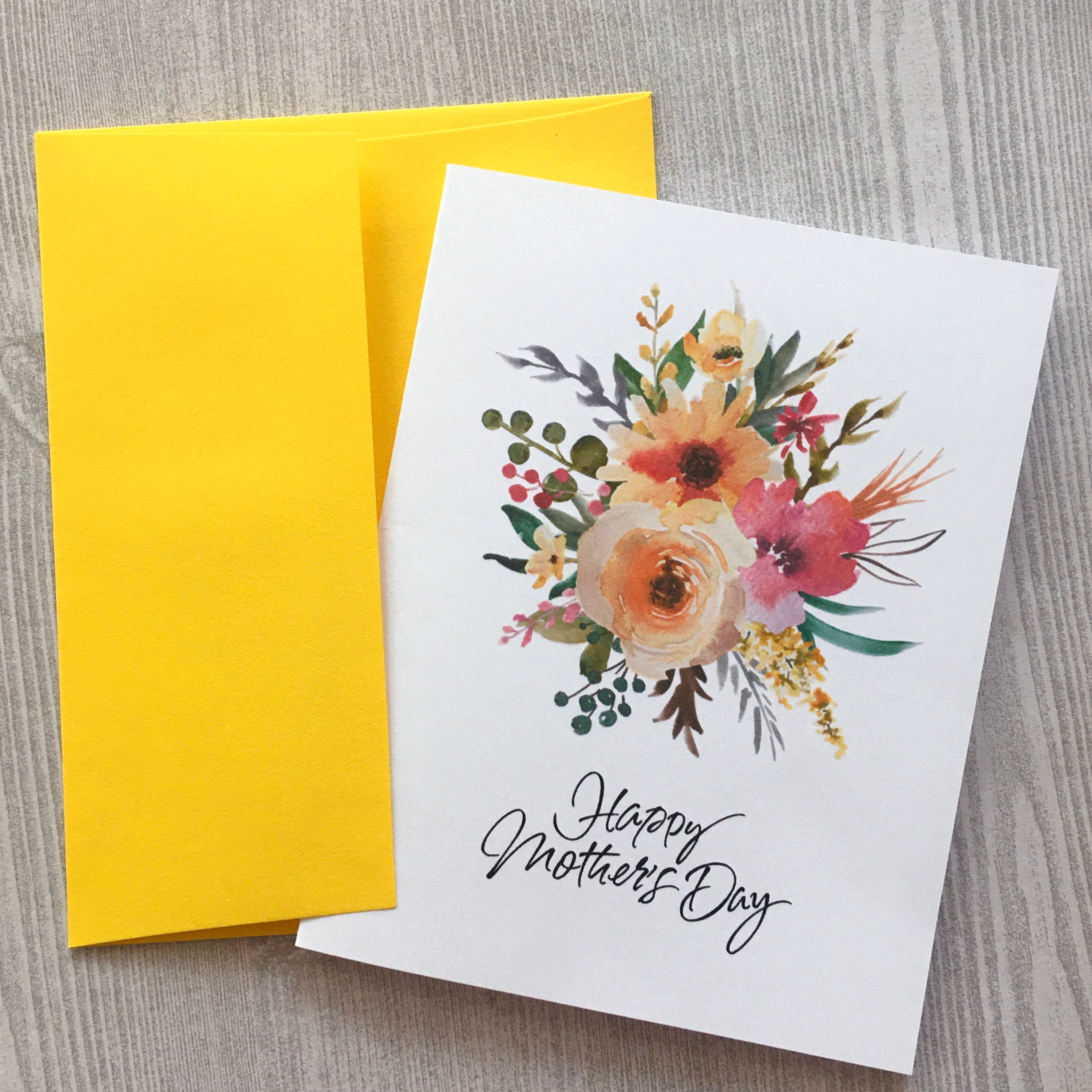 Mothers Day Card, Watercolor Flowers Mother’s Day Cards, Watercolor ...
