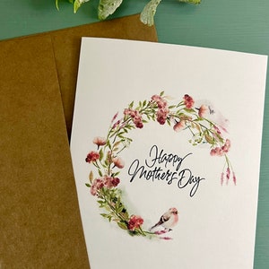 Mothers Day Card Set, Watercolor Flowers With Bird Mother’s Day Cards ...