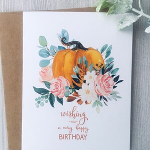 Birthday Pumpkins Card Set, Watercolor Pumpkins Birthday Cards, Watercolor Birthday Cards Assortment, Fall Birthday cards, Handmade image 5