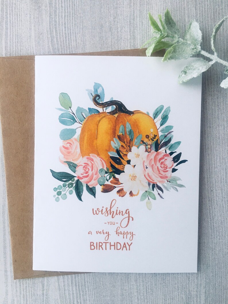 Birthday Pumpkins Card Set, Watercolor Pumpkins Birthday Cards, Watercolor Birthday Cards Assortment, Fall Birthday cards, Handmade image 5