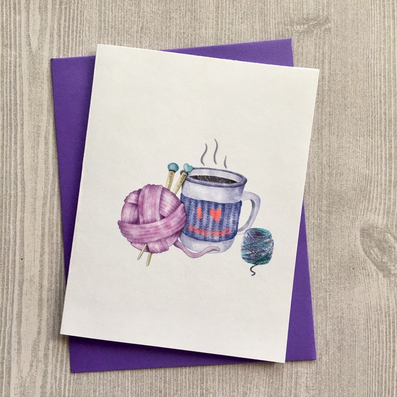 8ct Knitting Card Set Handmade cards Folded Note Cards Etsy