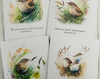 8 ct Scripture Card Set with Birds, Watercolor Cards, Set 2, Thinking of You, Sympathy Cards, Christian card set, Folded Notecards