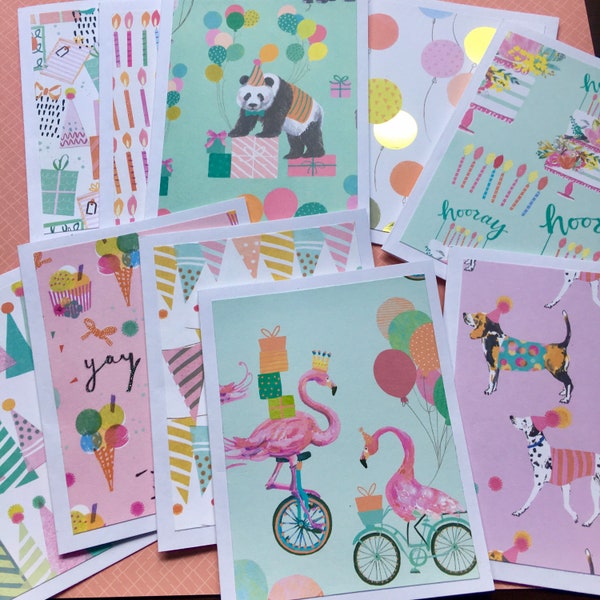 Birthday Cards, Set of 10 Handmade Birthday cards, Assorted Card Set, Variety Set, DesignsbyAliA