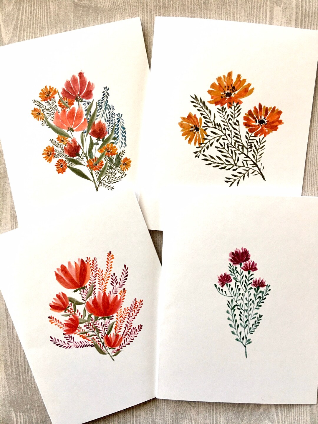 8ct Wildflowers Note Card Assortment, Fall Cards, Folded Card Set ...