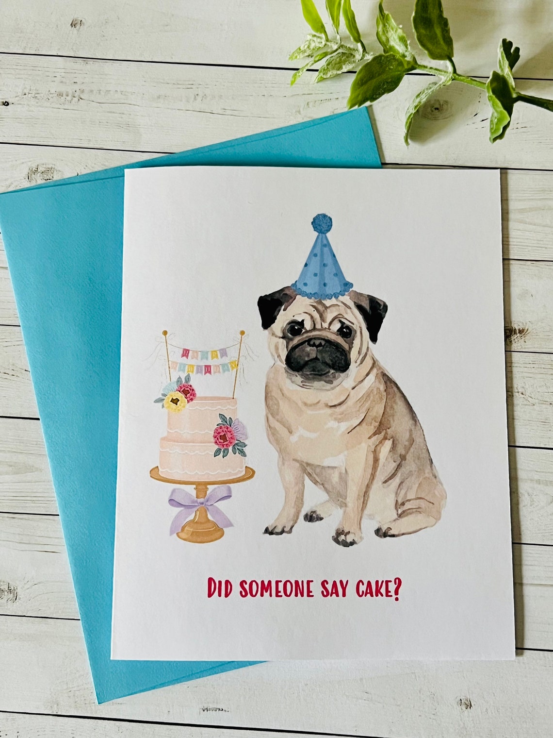 Pug Birthday Card PERSONALIZED Cards Dog Birthday Card Etsy
