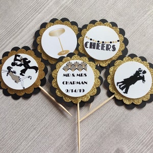 Gatsby Party Cupcake Toppers, New Years Tags, Great Gatsby Birthday ...